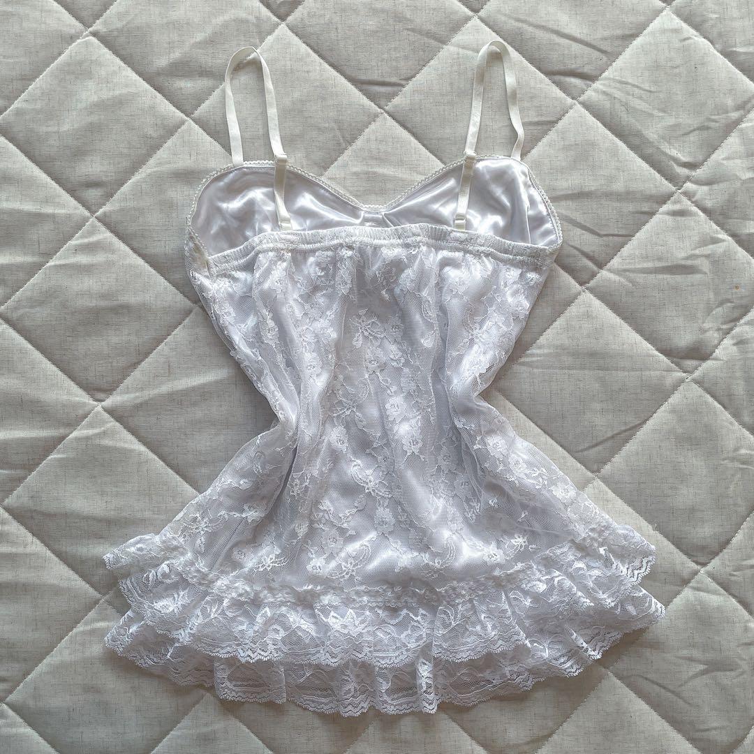 00s fairy core ランジェリーテイスト総レースリボンキャミソール