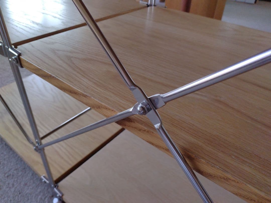 【美品】MUJI無印良品 ステンレスユニットシェルフ小56cmオーク材4段連結