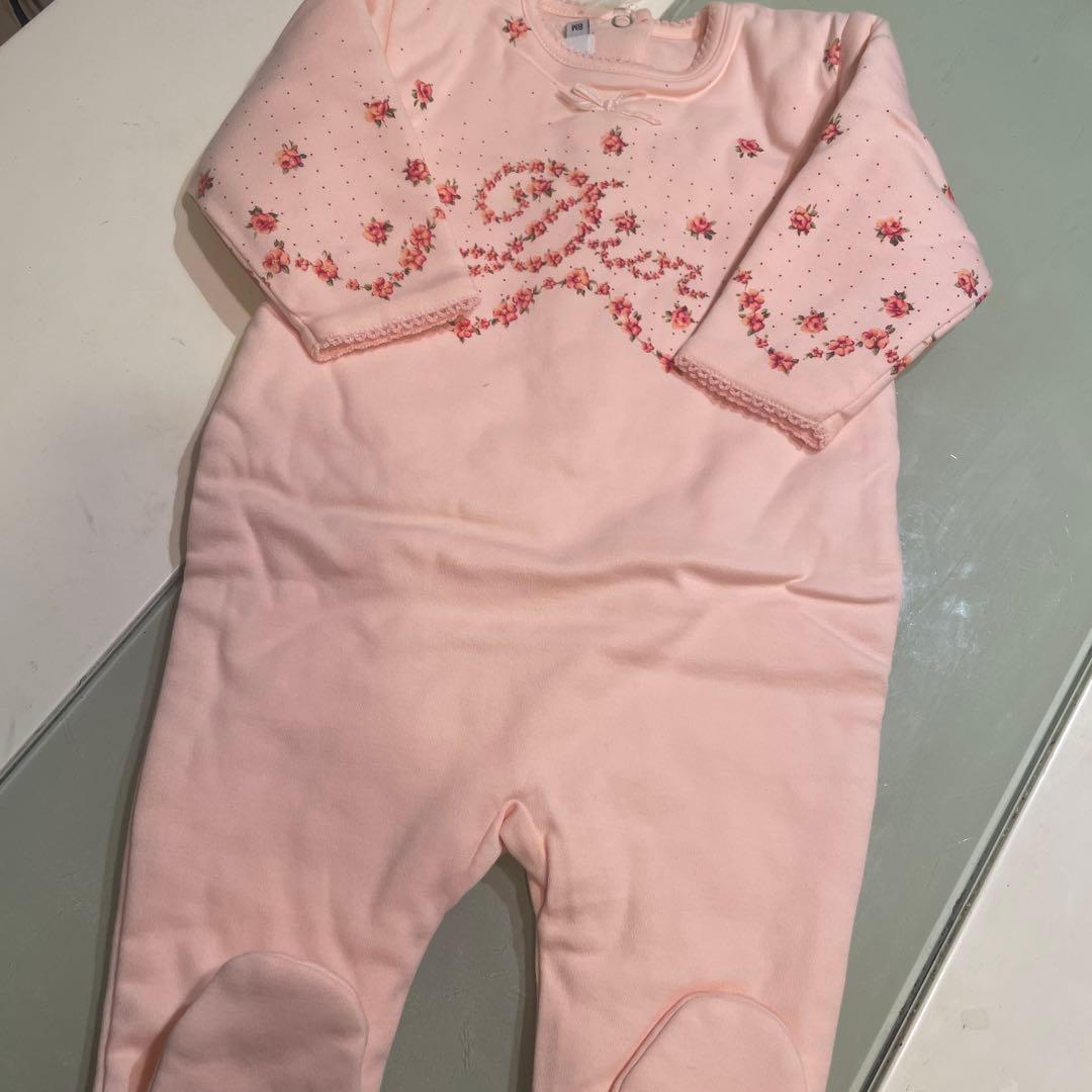 Baby Dior ピンク 花柄プリントカバーオール 6ヶ月