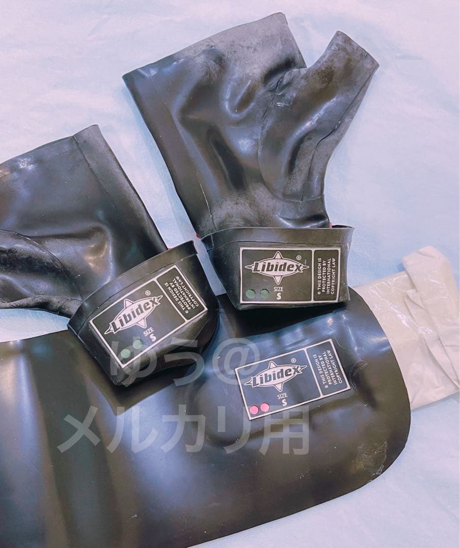 Libidex ラバー グローブ ベルト 2点セット ラテックス コスプレ 黒赤