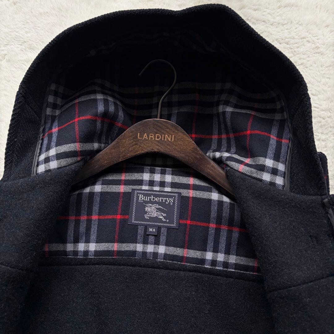 【極美品】バーバリーズ ダッフルコート ヘリンボーン 裏地チェック ネイビー M