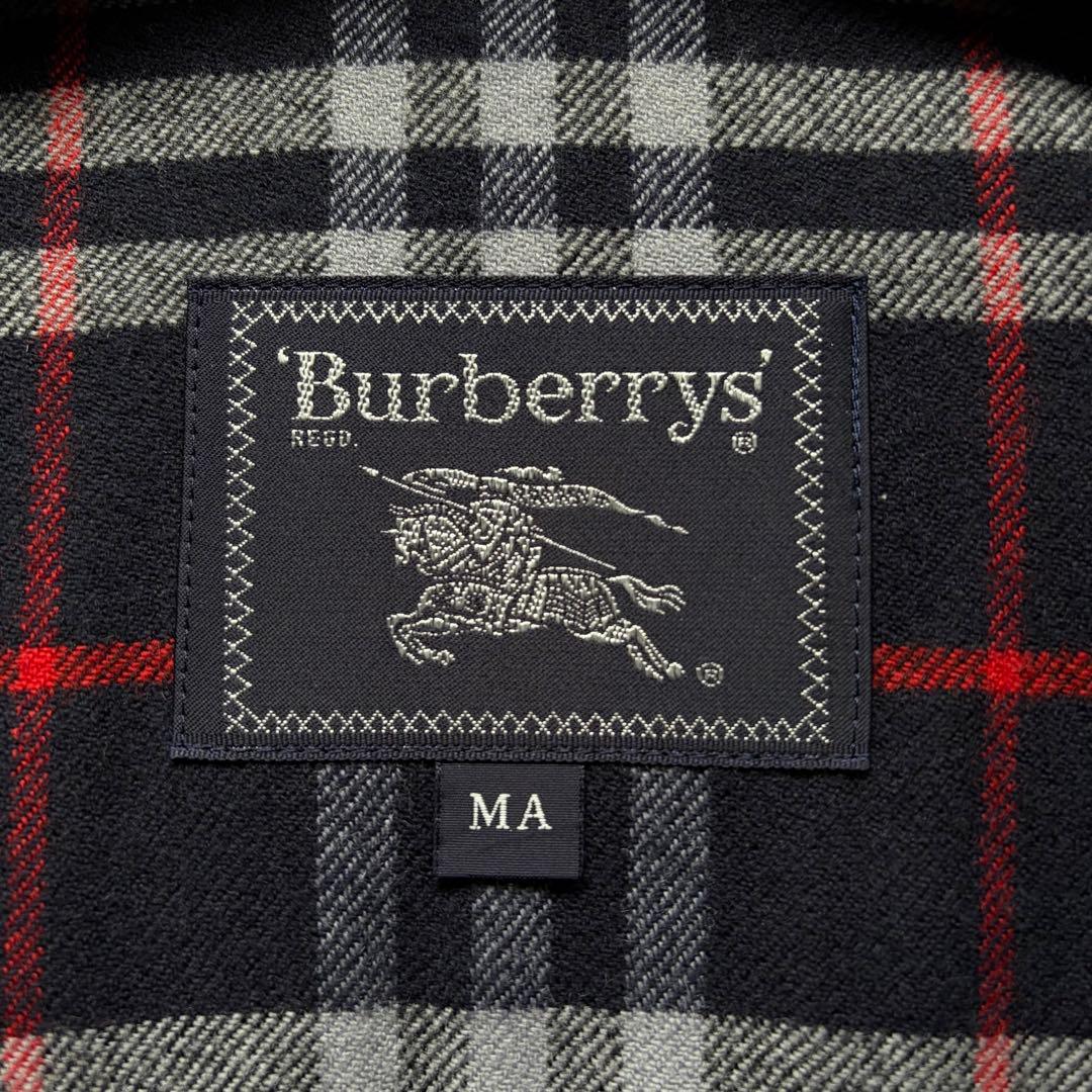 【極美品】バーバリーズ ダッフルコート ヘリンボーン 裏地チェック ネイビー M