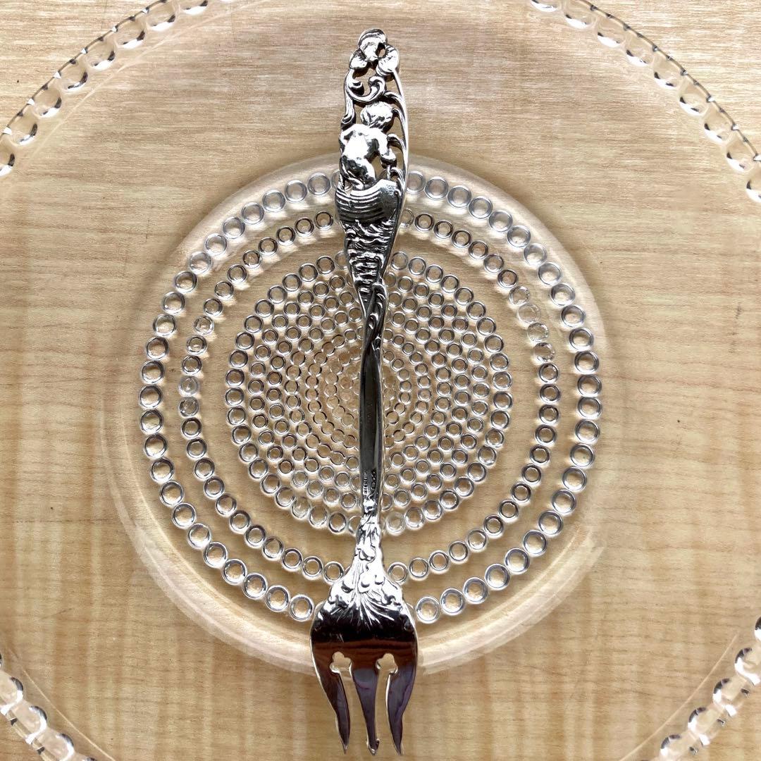 純銀　カクテルフォーク　キューピッド