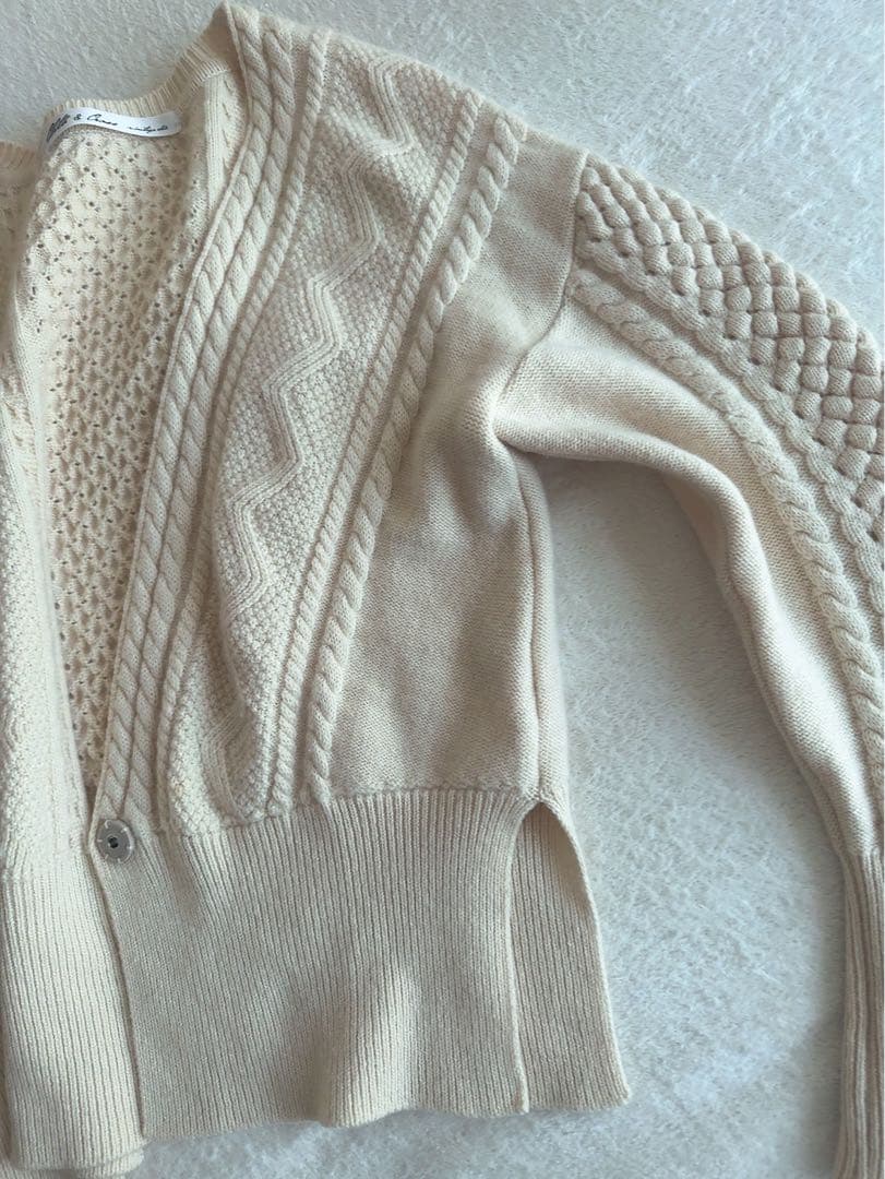 Cloth & Cross 長袖ケーブルニットカーディガン オフホワイト