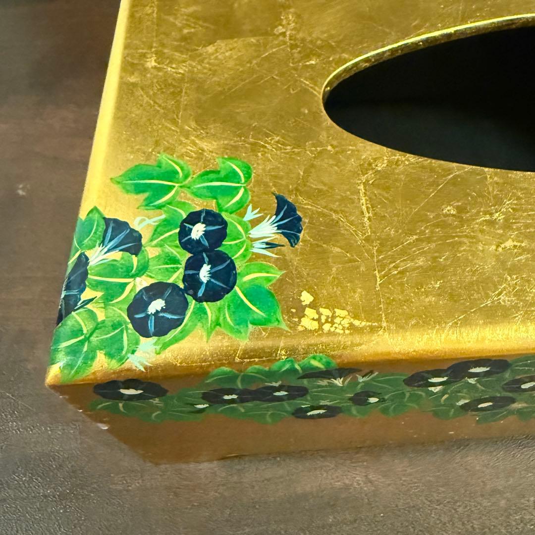 特製 漆絵ティッシュボックス　鈴木其一「朝顔」