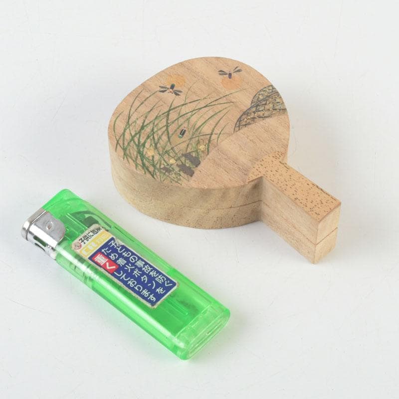 茶道具　畑幸春作　蛍図　団扇形　香合　共箱　V　9789