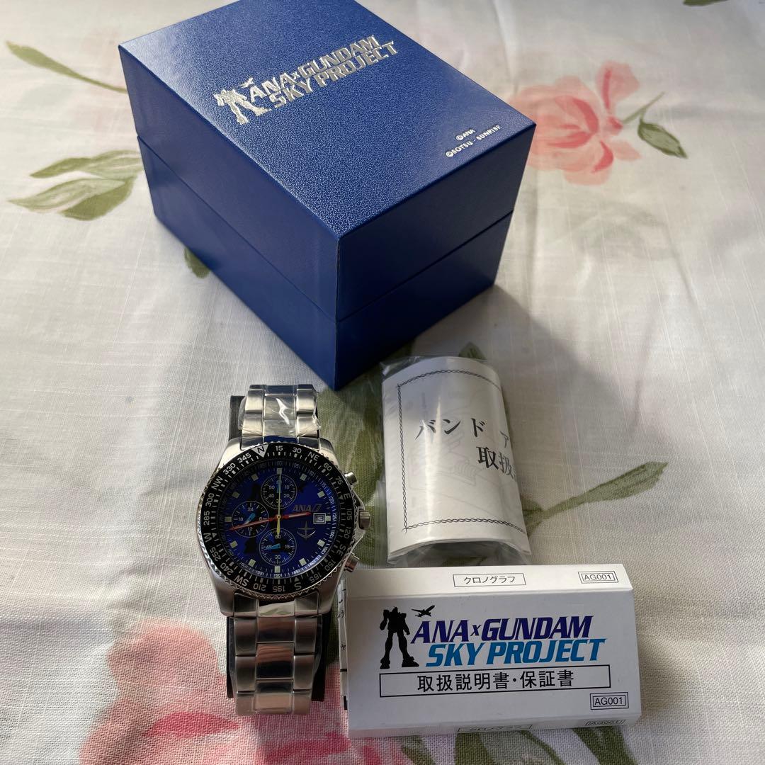 新品未使用全日空ANA×ガンダム時計クロ ノグラフウォッチSKY PROJECT