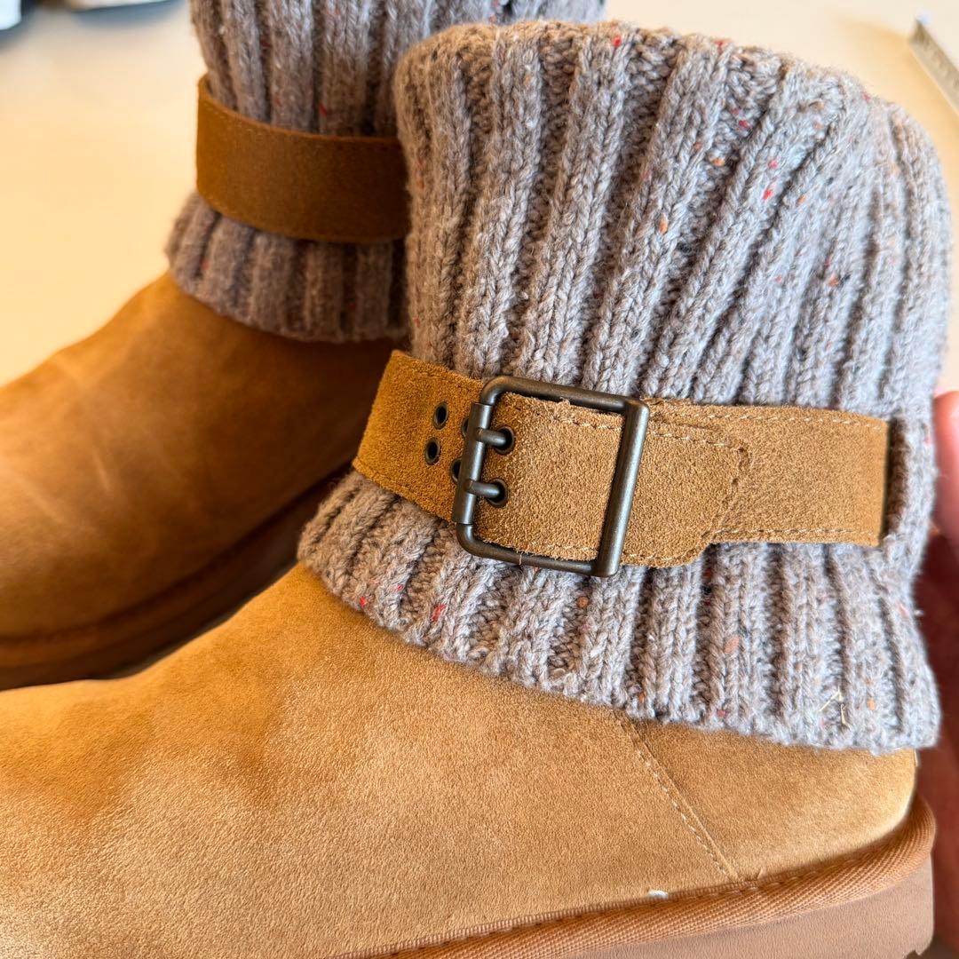 UGG ベージュ ムートンブーツ ニット折り返し