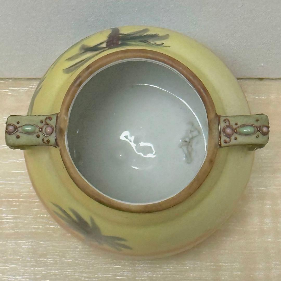 【極希少】オールドノリタケ ヤシの木風景文 両耳花瓶 M-NIPPON印 盛上げ