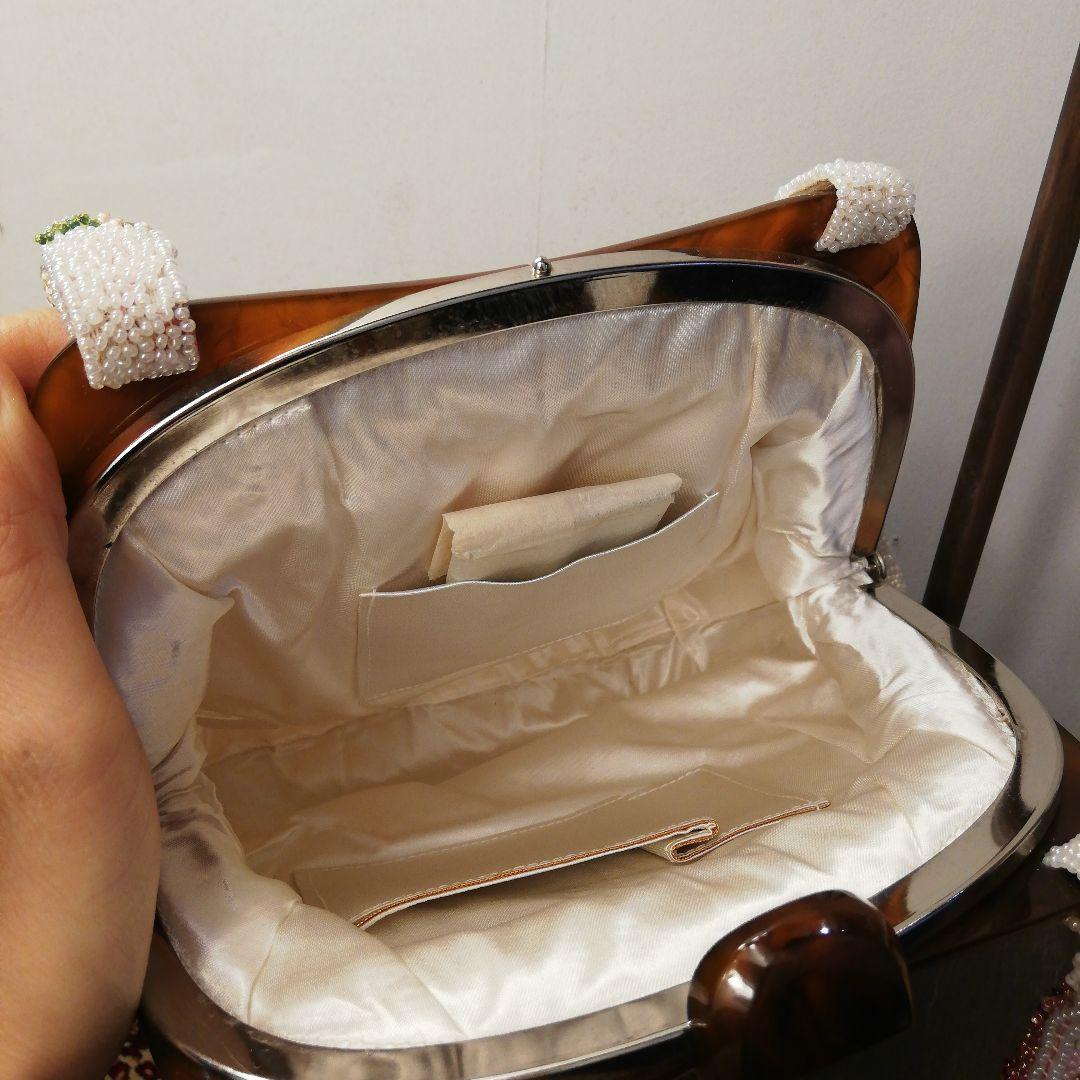 花柄刺繍総ビーズ和装用バッグ