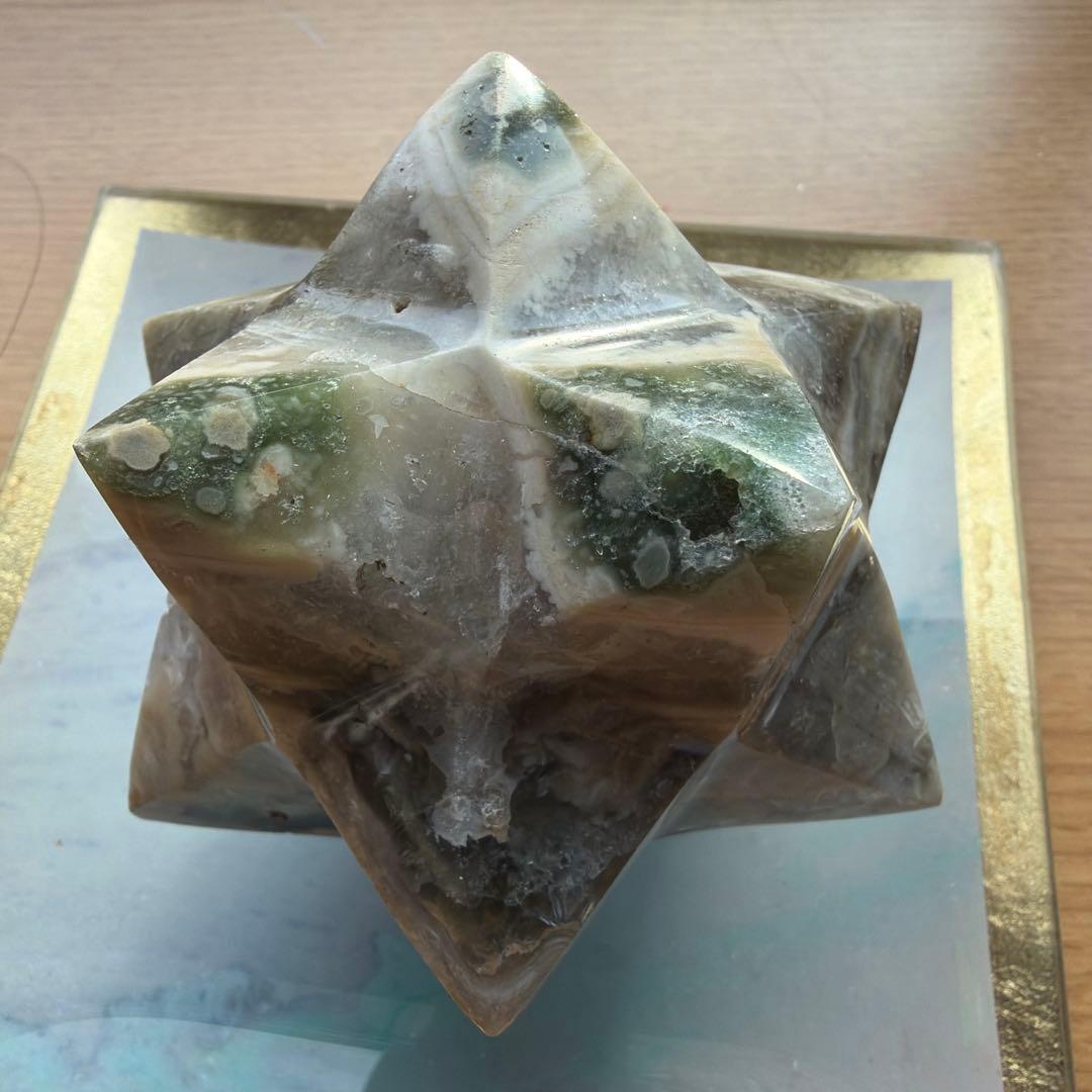 ✨オーシャンジャスパーのアステロイド✨ジオード、虹あり　五芒星　六芒星　天然石