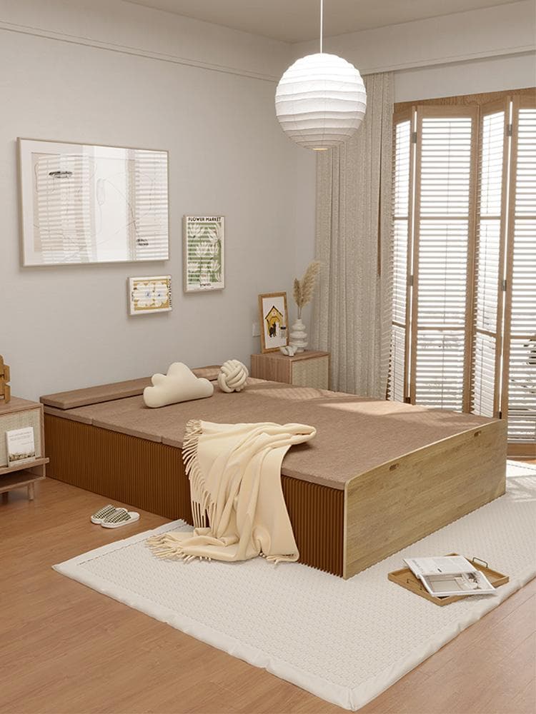 ペーパー折りたたみベッド幅80㎝高さ33㎝組立不要 マットレス付き 一人暮らし