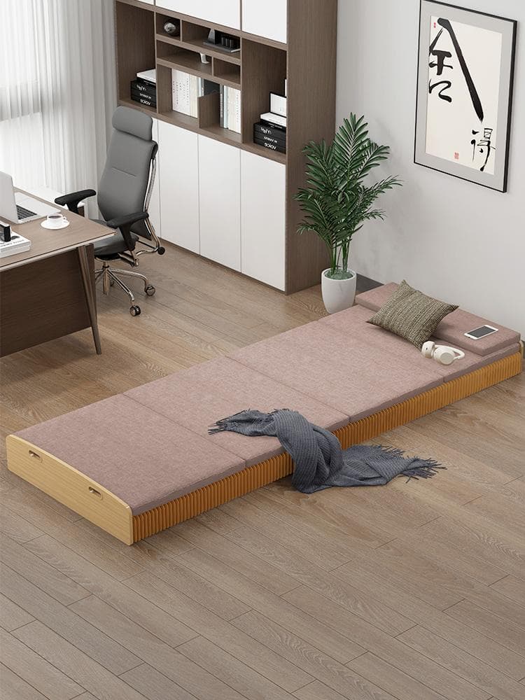 ペーパー折りたたみベッド幅80㎝高さ33㎝組立不要 マットレス付き 一人暮らし