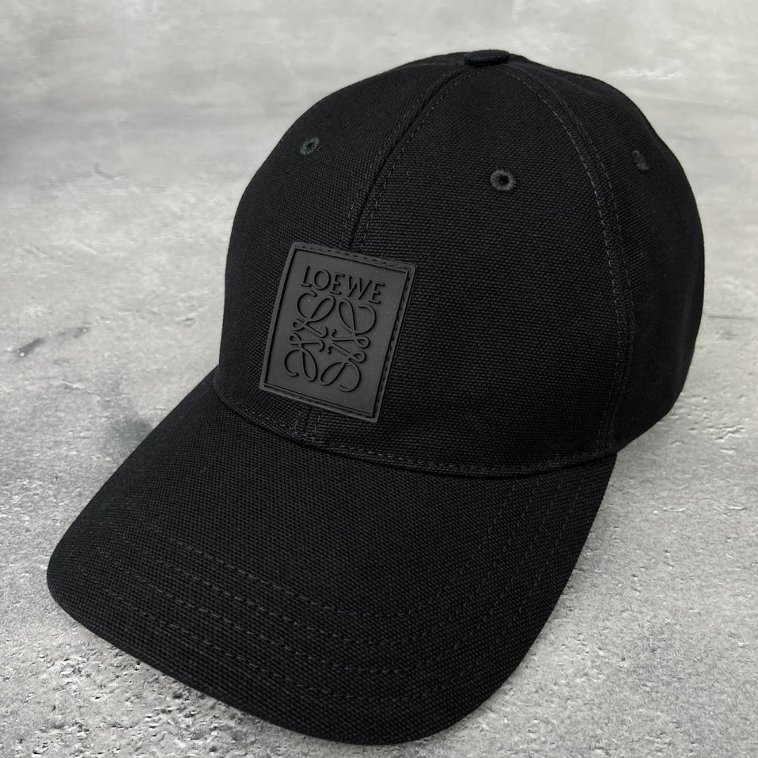 LOEWE キャップ パッチ ブラック キャンバス キャップ 男女兼用