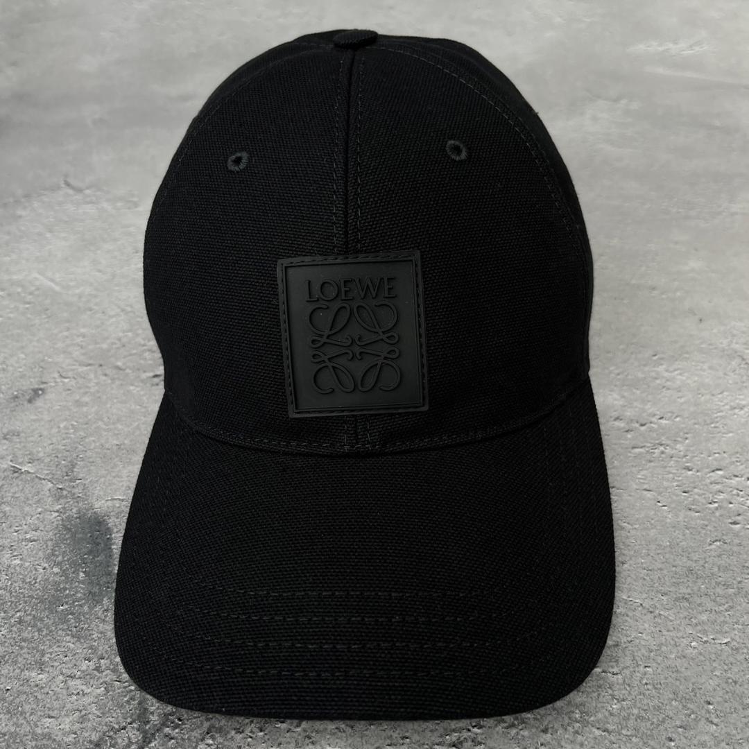 LOEWE キャップ パッチ ブラック キャンバス キャップ 男女兼用