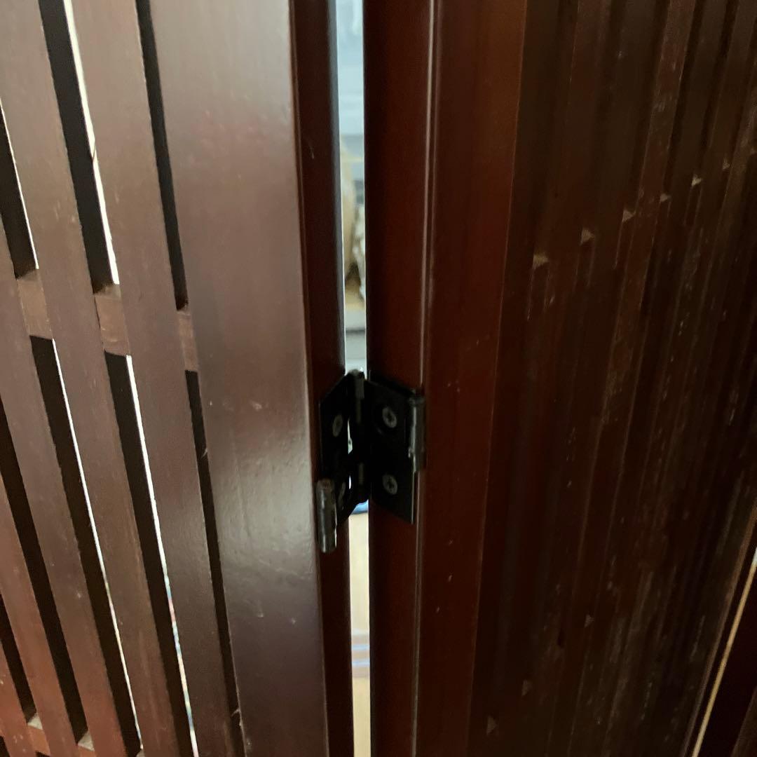 昭和レトロ　木製　和風　衝立　四連折りたたみ