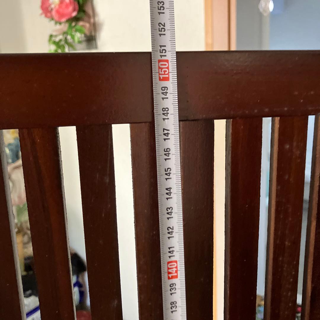 昭和レトロ　木製　和風　衝立　四連折りたたみ