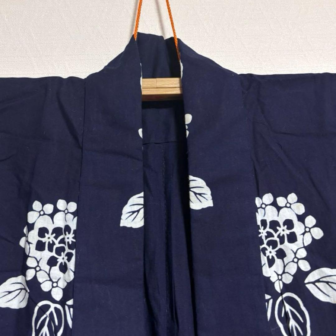 【浴衣】 手縫い 花模様 居敷当てあり 着物 身丈約156.5.cm