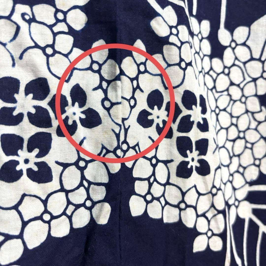 【浴衣】 手縫い 花模様 居敷当てあり 着物 身丈約156.5.cm