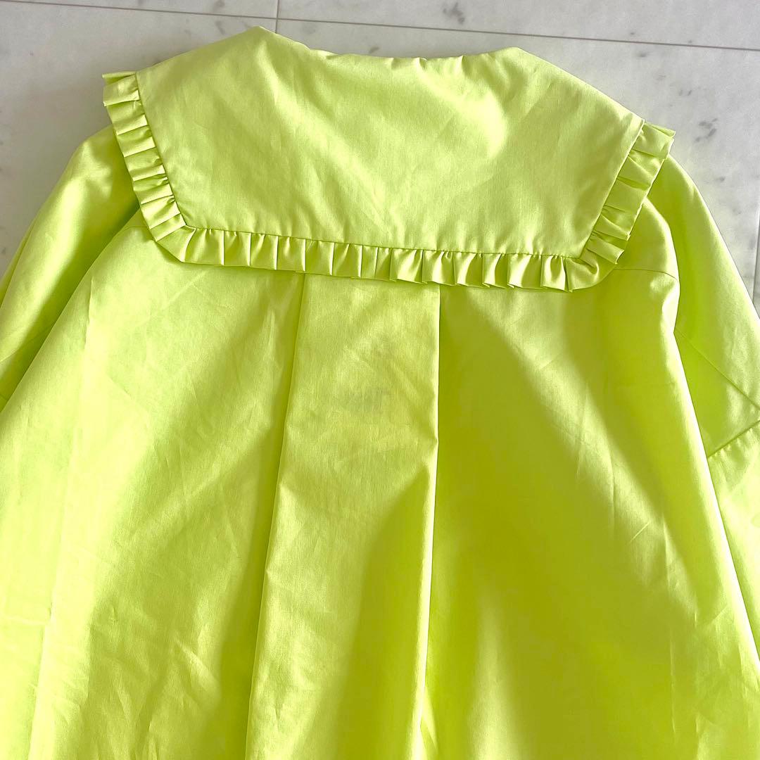 新品タグ付き エンフォルド ENFOLD 25AW フリルカラーシャツ ライム