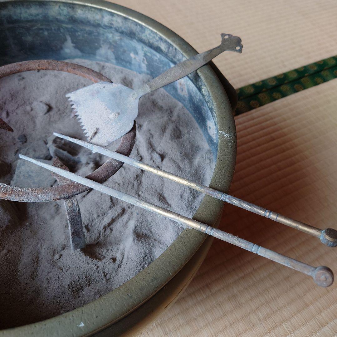 金属真鍮製 火鉢 山水画の装飾