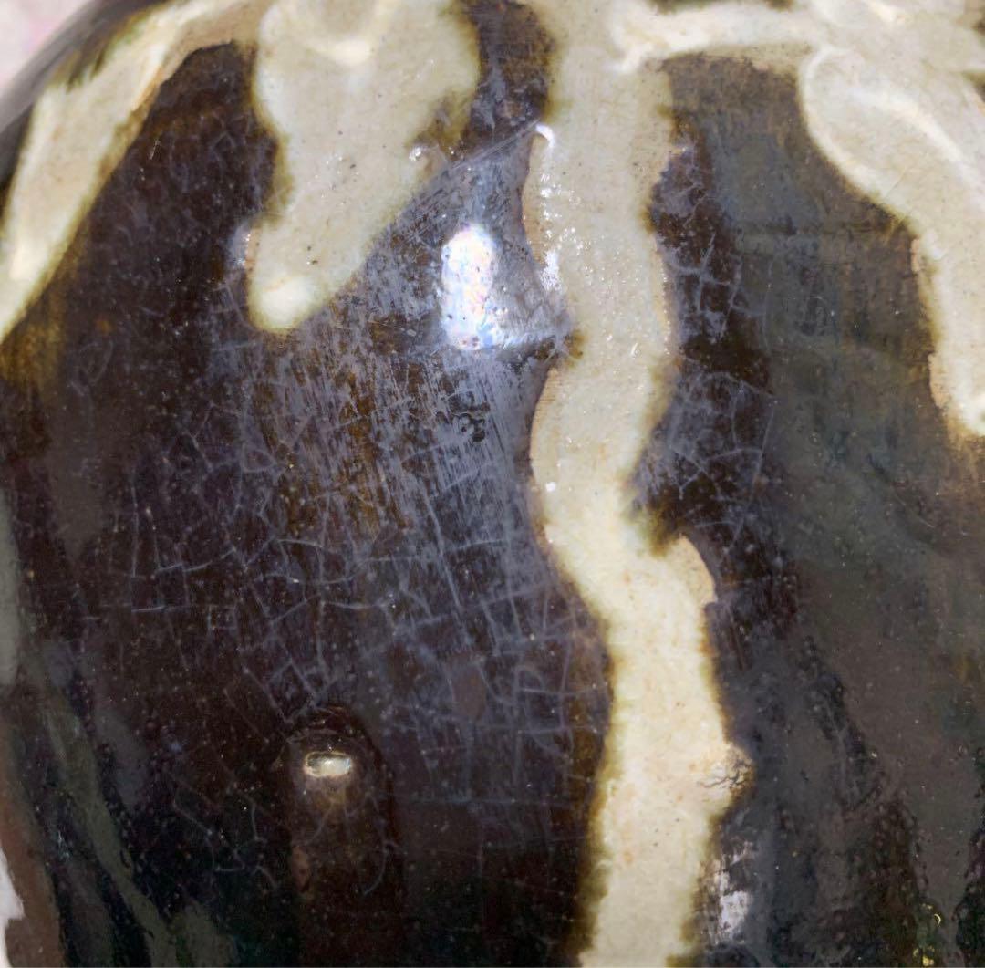 古美術　黑釉留白梅瓶 共箱　宋時代