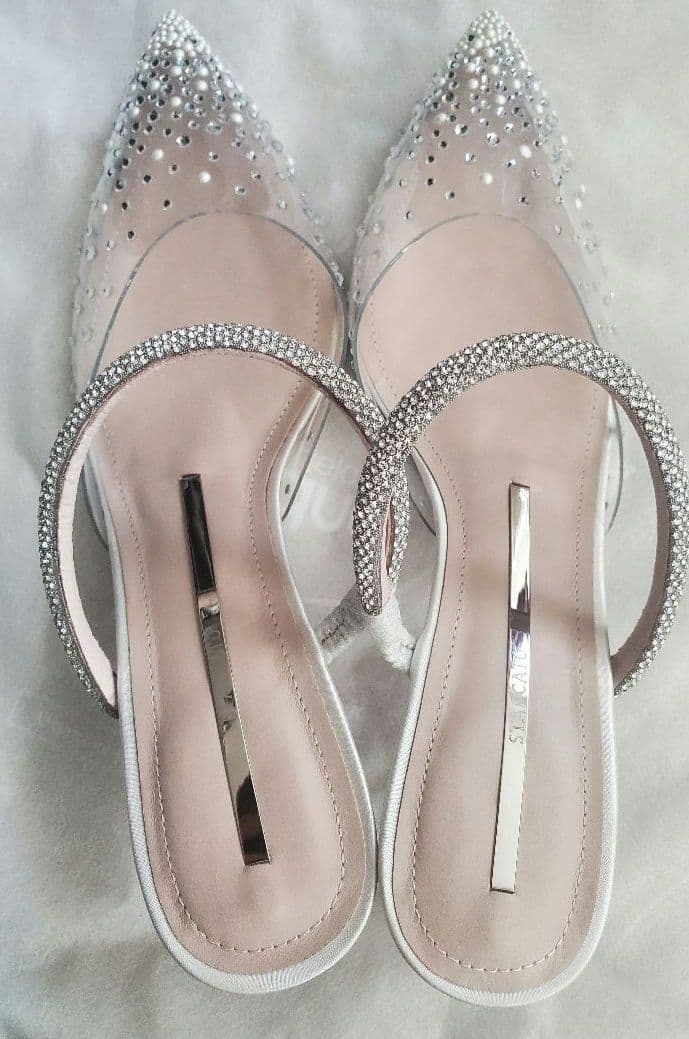 STACCATO スタッカート パール ラインストーン サンダル ミュール