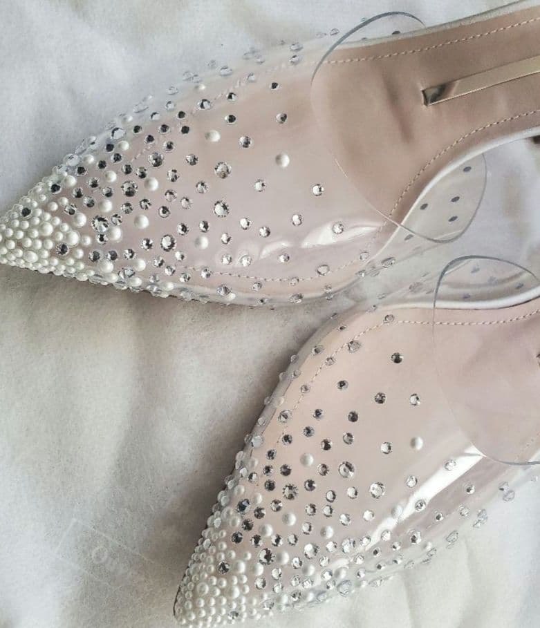 STACCATO スタッカート パール ラインストーン サンダル ミュール