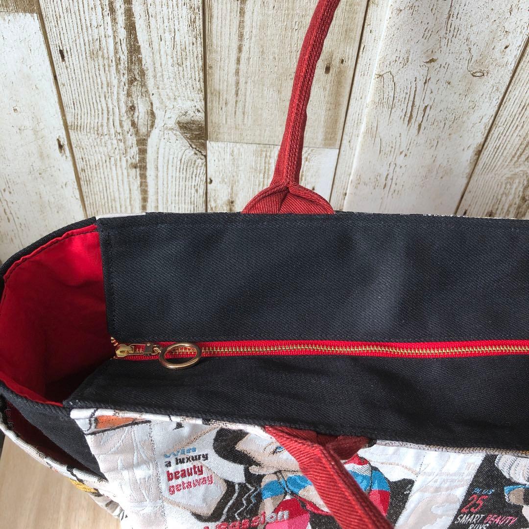 meitel99　トートバッグ　ブラック×レッド　カラビナ2個付き