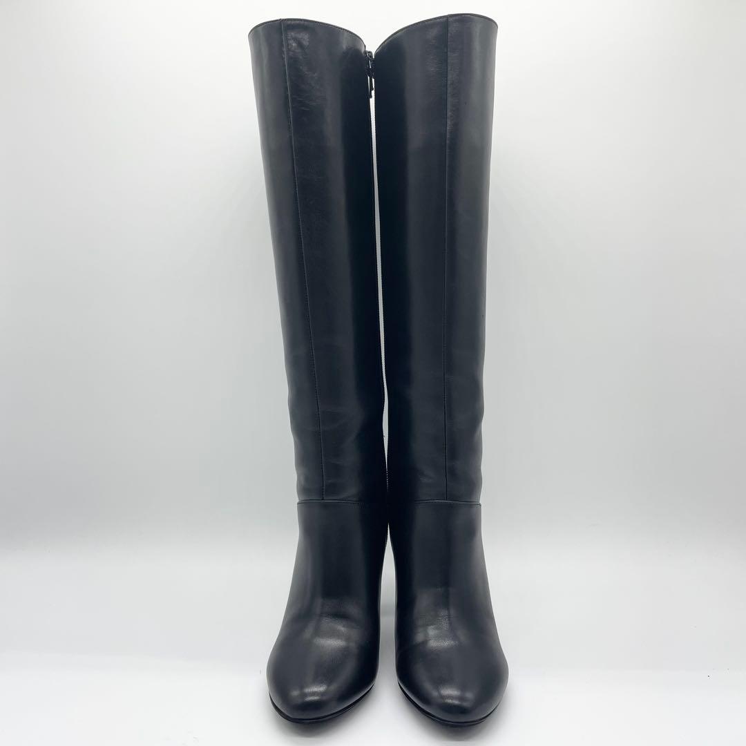 【美品】DIANA ダイアナ ロングブーツ サイドジップ レザー 黒 22.5