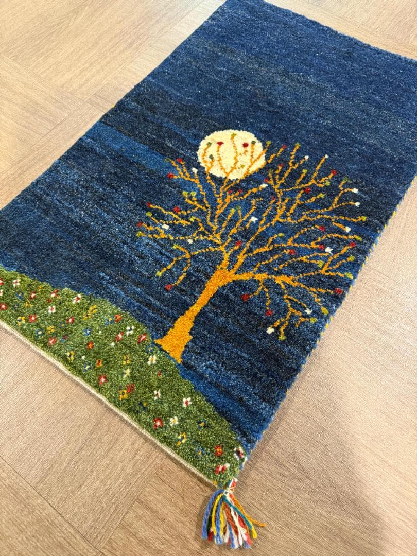 ギャッベ 82x51cm ペルシャ絨毯 手織り ギャベ 玄関マットラグ 絨毯