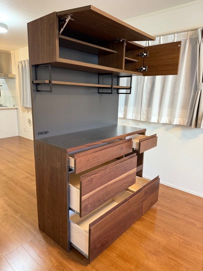 ウニコ DIX(ディクス) キッチンボード W1200 炊飯器台付き 食器棚