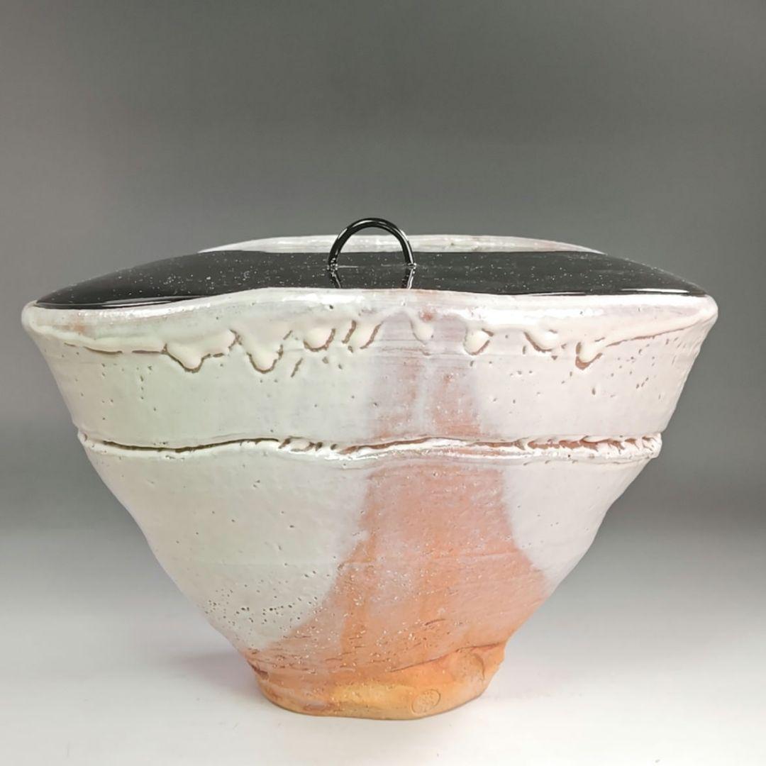 ウ202 水指『玉隆山　吉田萩苑』『萩焼編笠　水指　共箱』茶道具