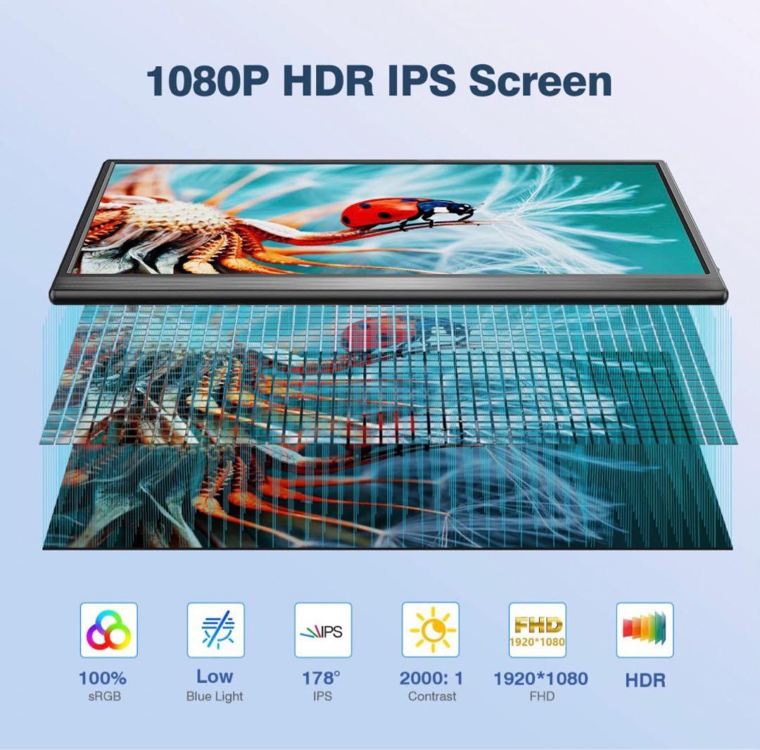 モバイルモニター 15.6インチ スピーカー内蔵 保護カバー付き 0108