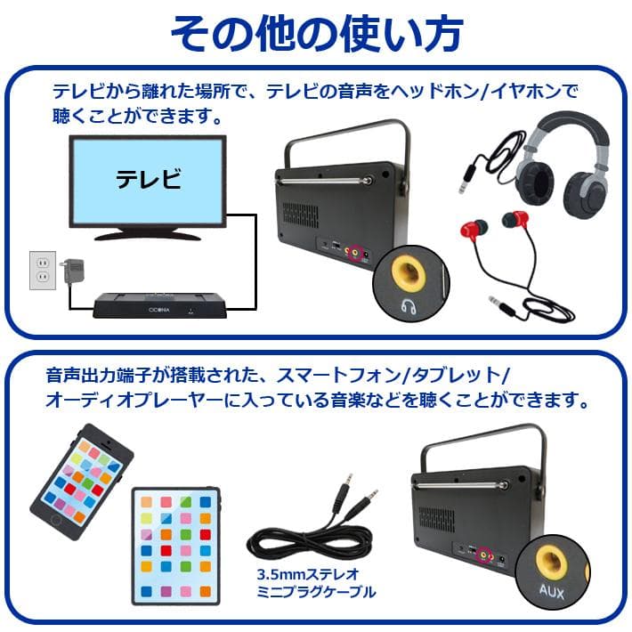 新品 未使用 ワイヤレスTVスピーカー 耳元スピーカー テレビ ホワイトブラック