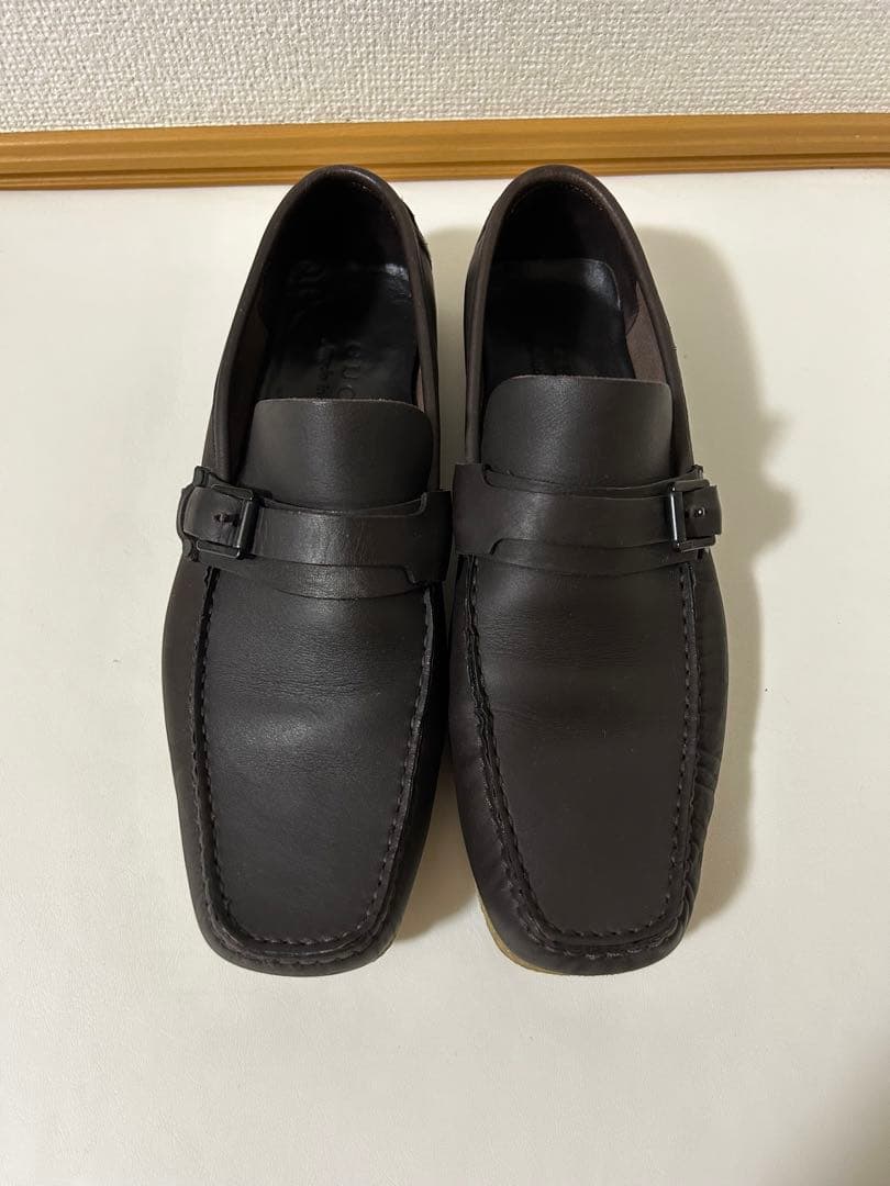 GUCCI ラバーソール　ストラップ　レザー　ドライビングシューズ