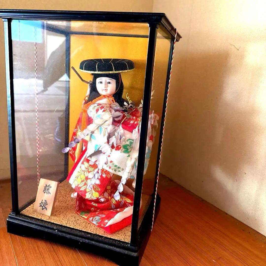 市松人形 藤娘 ガラスケース付き