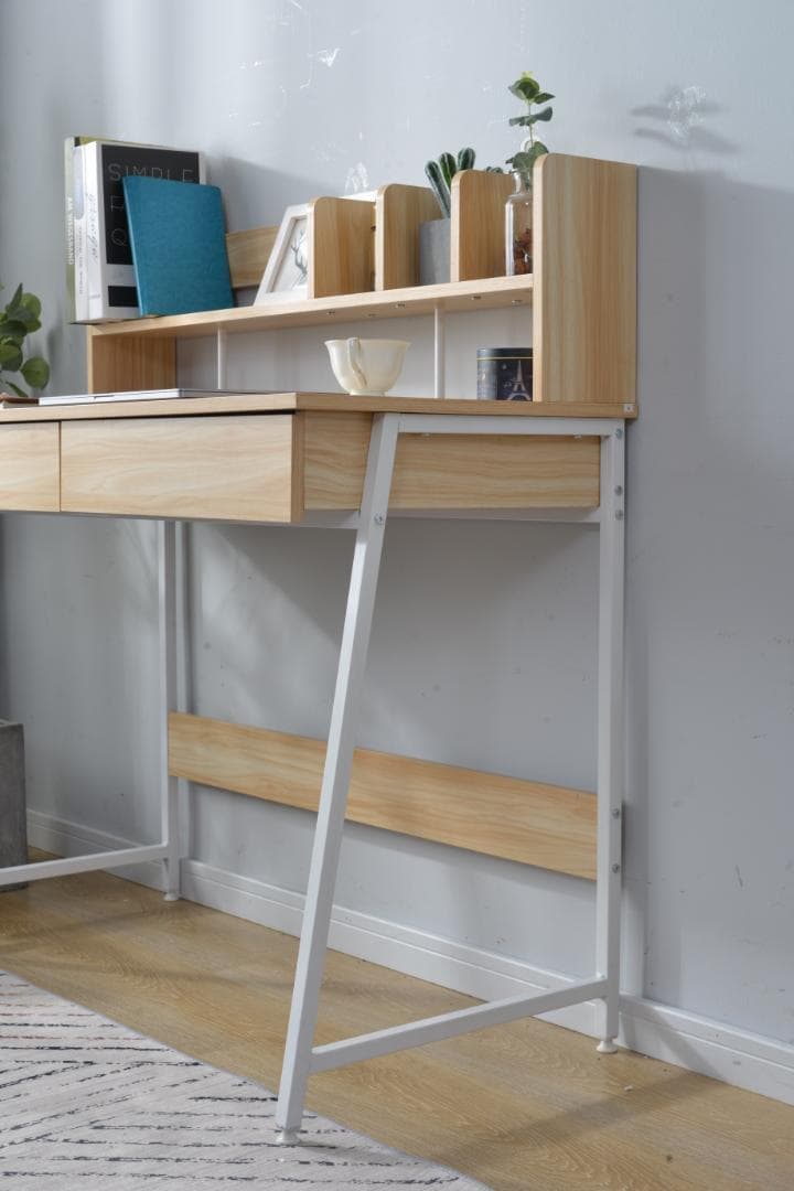 【ナチュラル】パソコンデスク 引き出し付き　収納台　ミシン台 学習机 勉強机