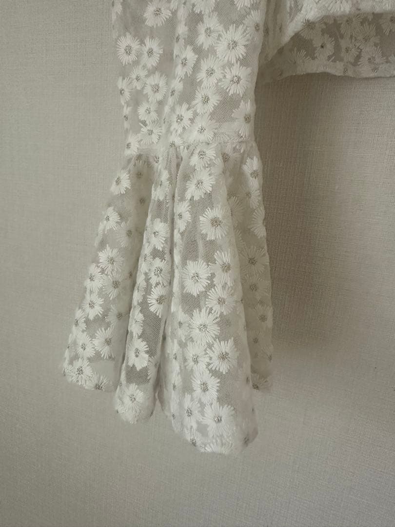 2025ウィムガゼット　刺繍レース ブラウス　花柄 シアー ホワイト 白