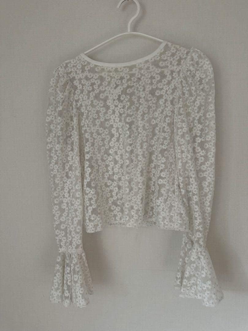 2025ウィムガゼット　刺繍レース ブラウス　花柄 シアー ホワイト 白