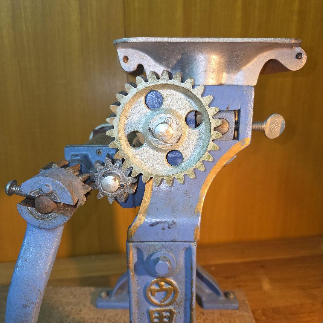 昭和レトロ 田中式製麺機 手動式 鋳物 アンティーク インテリア 実動品 ブルー