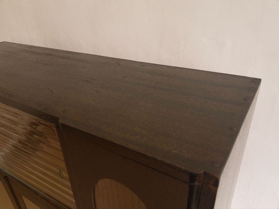 ガラス棚　木製　収納棚　古道具　古家具　ビンテージ　アンティーク　レトロ