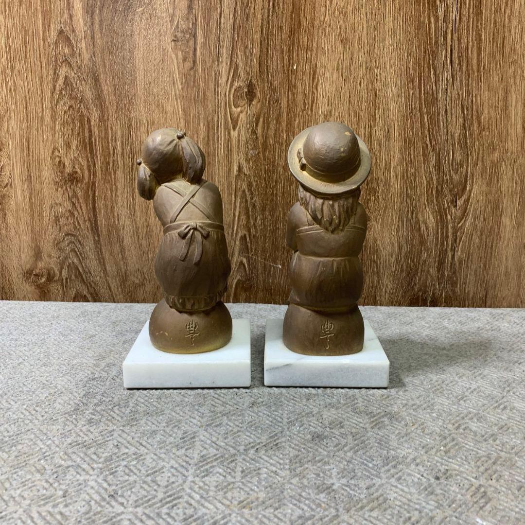 J544 加藤豊 ブロンズ像 「おもい」「そよかぜ」 2点セット