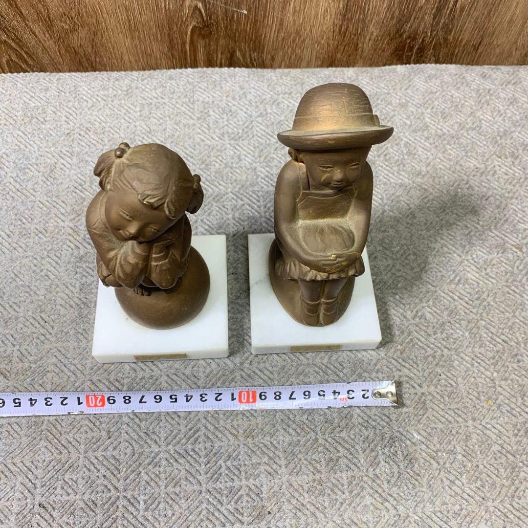 J544 加藤豊 ブロンズ像 「おもい」「そよかぜ」 2点セット