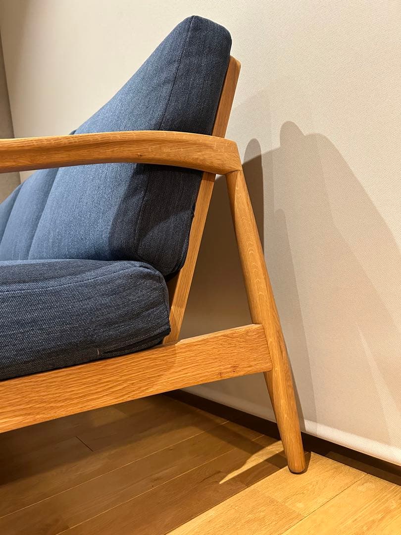 ペーパーナイフソファ風　3人掛け　ネイビー