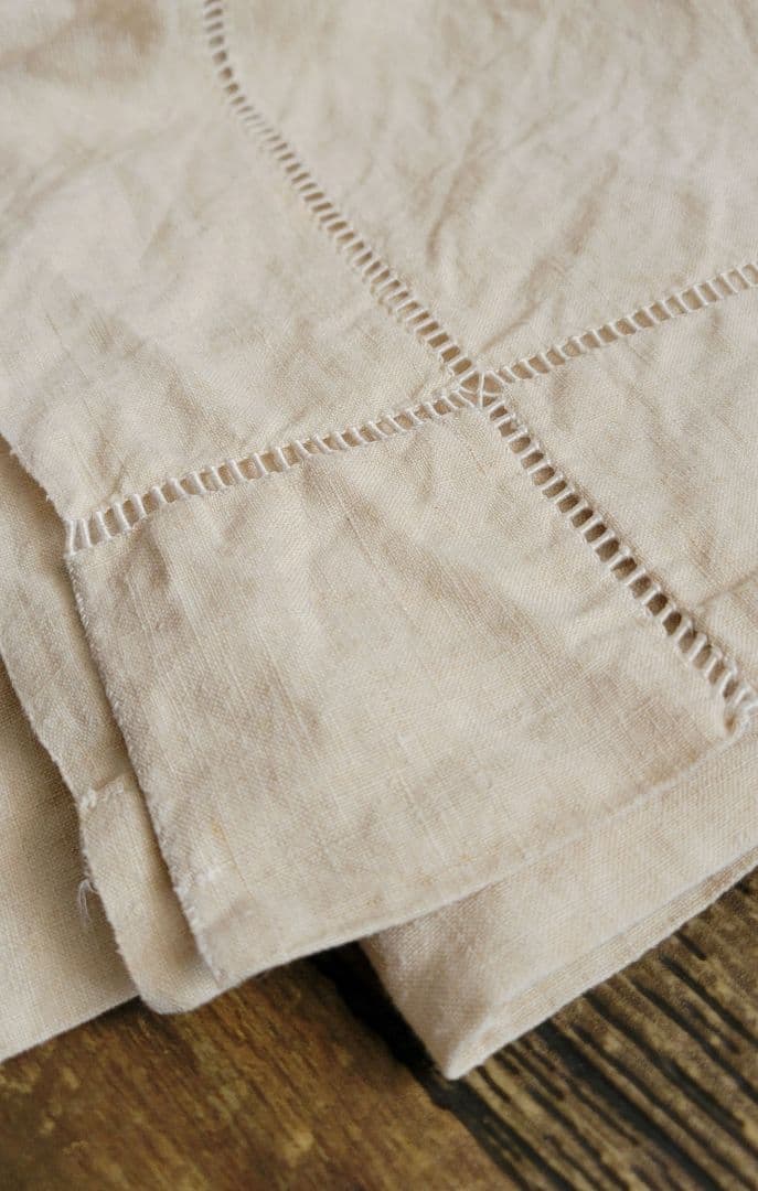 アンティーク リネン シーツ モノグラム刺繍布 ハシゴ刺繍 フレンチ