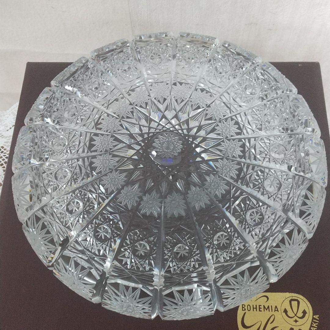 ❰希少旧チェコソロバキア❱未使用ボヘミアクリスタル灰皿 ハンドカット 箱付き