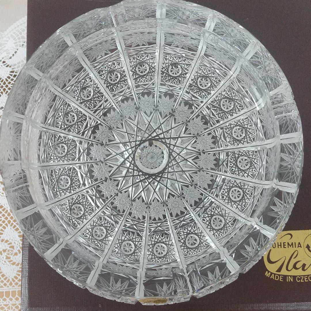 ❰希少旧チェコソロバキア❱未使用ボヘミアクリスタル灰皿 ハンドカット 箱付き
