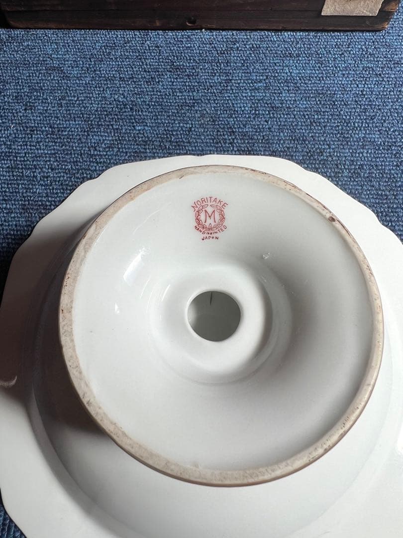 1078 [オールドノリタケ] 夕焼湖畔風景文　菓子器鉢　江戸末期　時代物