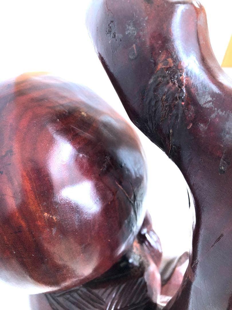 【骨董】特大 高さ106㎝ 福禄寿 木彫り 一刀彫り 高級 紫檀 置物 縁起物